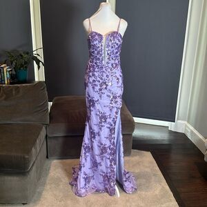 SOLD Purple Mermaid Fit Prom Party Dress Sparkly Sequins Lace Up Back Size 2